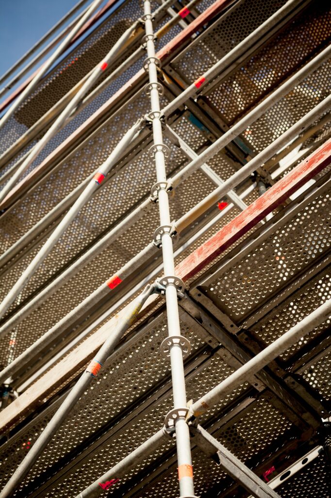 Low angle view of scaffoldings on building